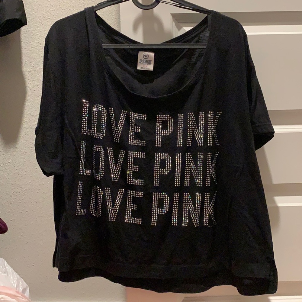 PINK oversize crop top M Black